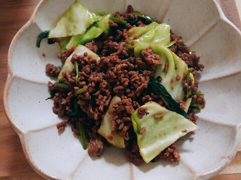 挽き肉と野菜のオイスター炒め